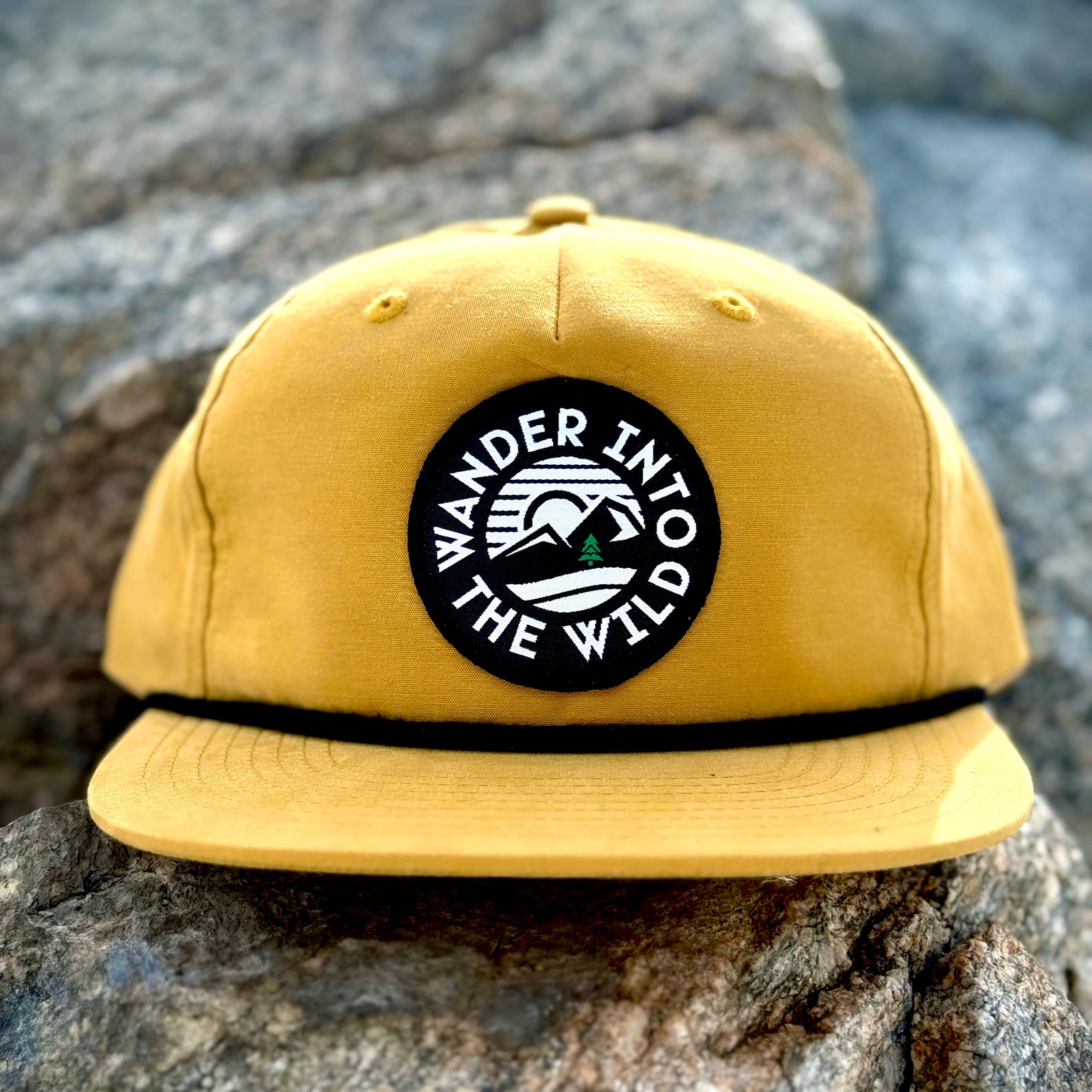 Wander Into The Wild 5 Panel Vintage Cap with Rope - The Happy Clothing Company