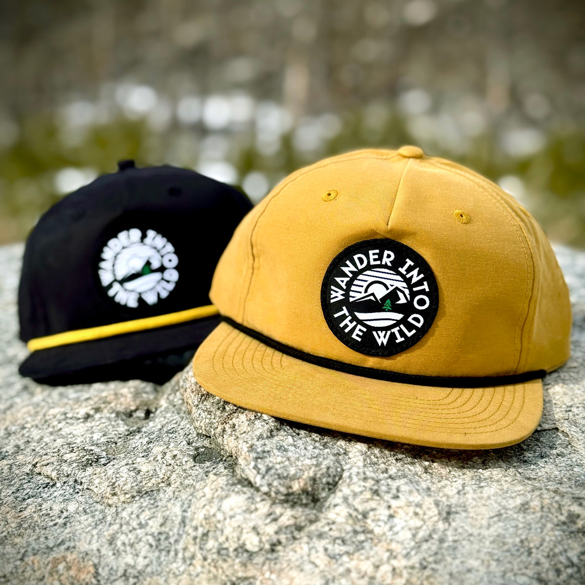Wander Into The Wild 5 Panel Vintage Cap with Rope - The Happy Clothing Company