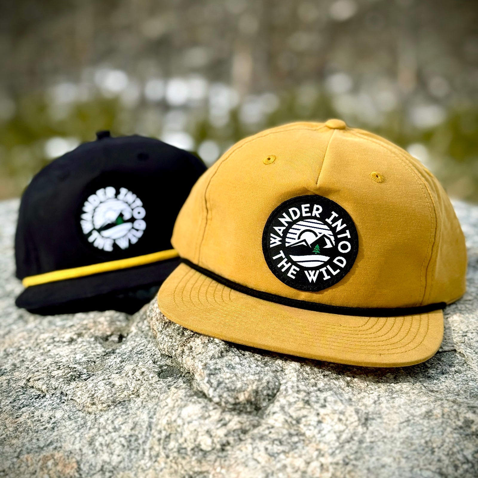 Wander Into The Wild 5 Panel Vintage Cap with Rope - The Happy Clothing Company