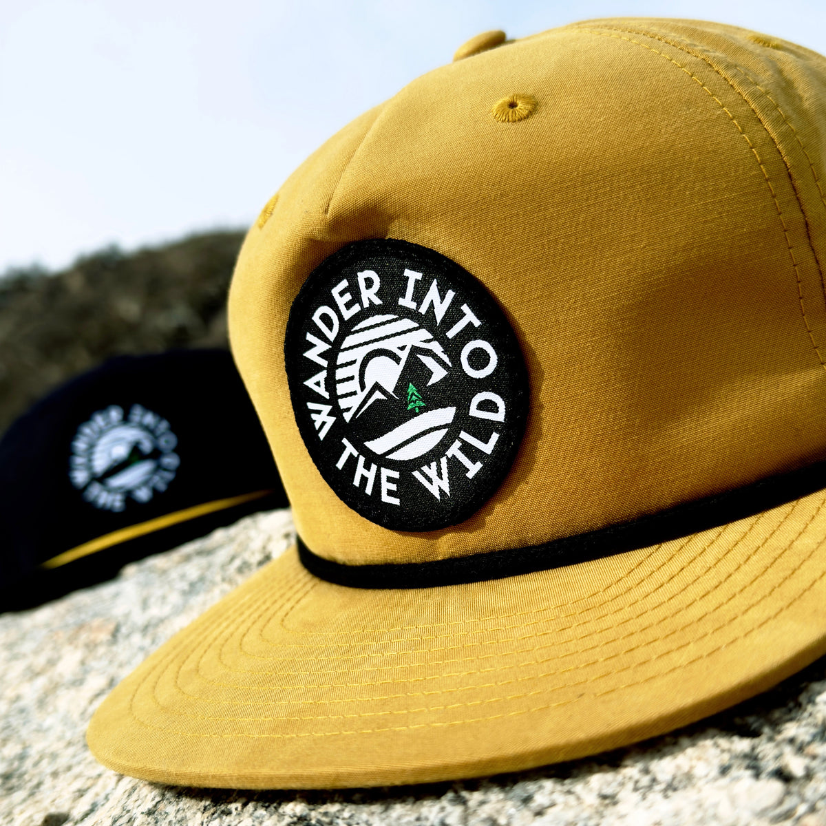 Wander Into The Wild 5 Panel Vintage Cap with Rope - The Happy Clothing Company