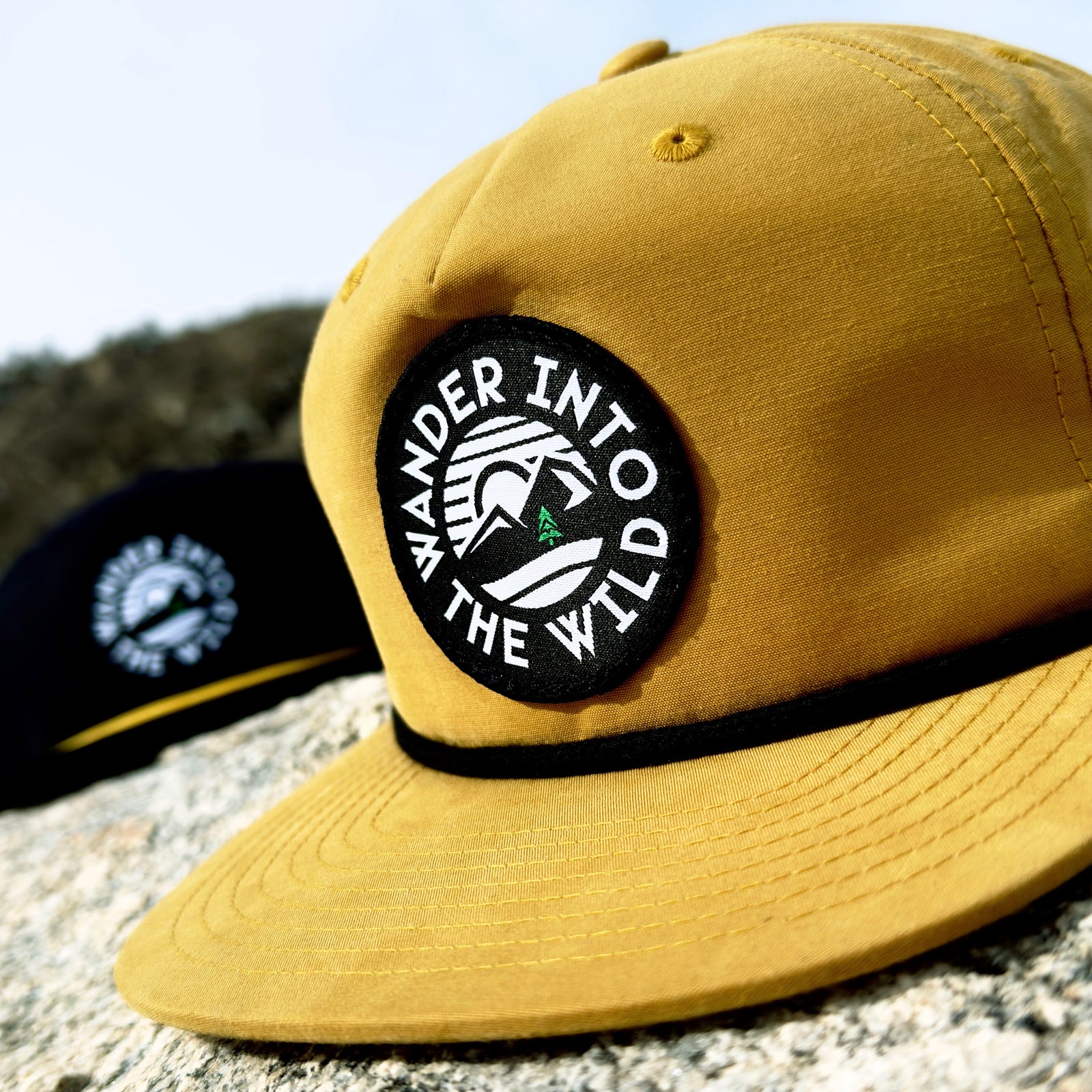 Wander Into The Wild 5 Panel Vintage Cap with Rope - The Happy Clothing Company