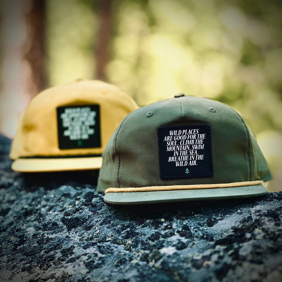 Wild Places Are Good For The Soul 5 Panel Vintage Cap with Rope - The Happy Clothing Company