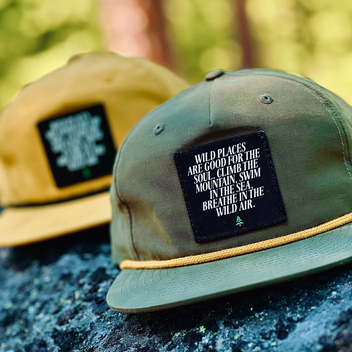 Wild Places Are Good For The Soul 5 Panel Vintage Cap with Rope - The Happy Clothing Company