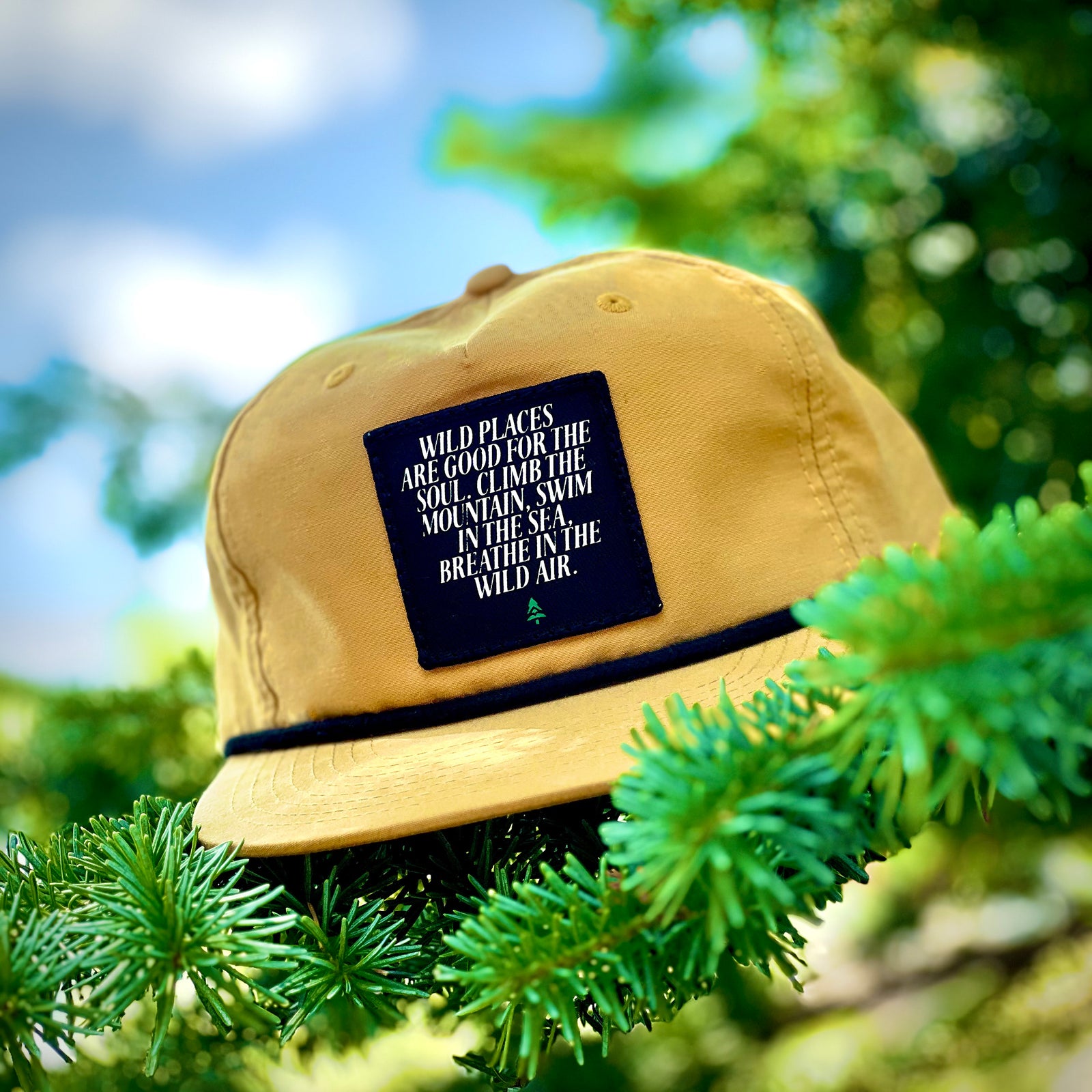 Wild Places Are Good For The Soul 5 Panel Vintage Cap with Rope - The Happy Clothing Company