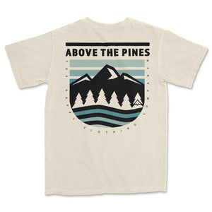 Above The Pines Back Print <br> Nature-Inspired Pigment Dyed Tee - The Happy Clothing Company