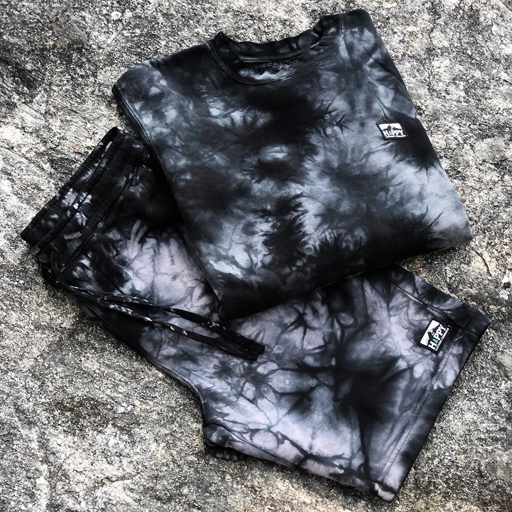 Logo Label Tie-Dyed &lt;br&gt; | Space Edition | Crewneck Sweatsuit w / Shorts - The Happy Clothing Company