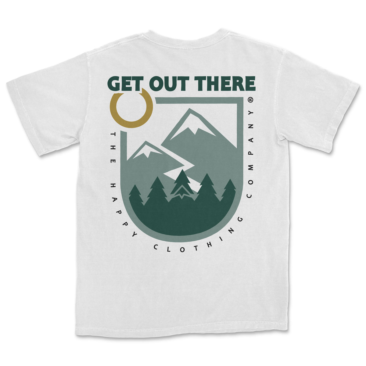 Get Out There Back Print &lt;br&gt; Nature-Inspired Pigment Dyed Tee - The Happy Clothing Company