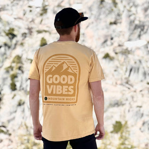 Good Vibes & Mountain Highs Back Print Nature-Inspired Pigment Dyed Tee