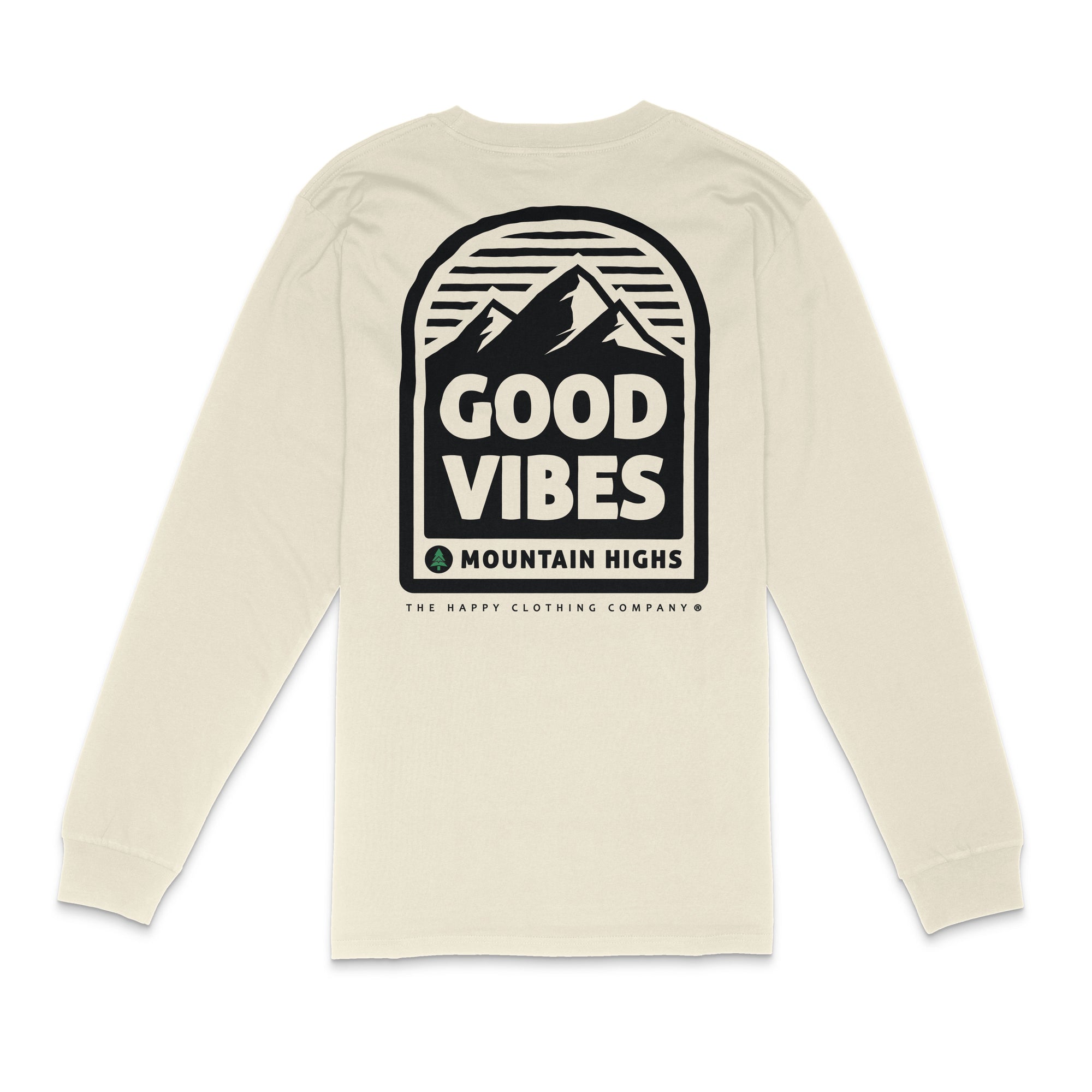 Good Vibes Mountain Highs Back Print Essential Long Sleeve | Premium Heavyweight |