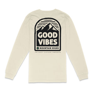 Good Vibes Mountain Highs Back Print Essential Long Sleeve | Premium Heavyweight |