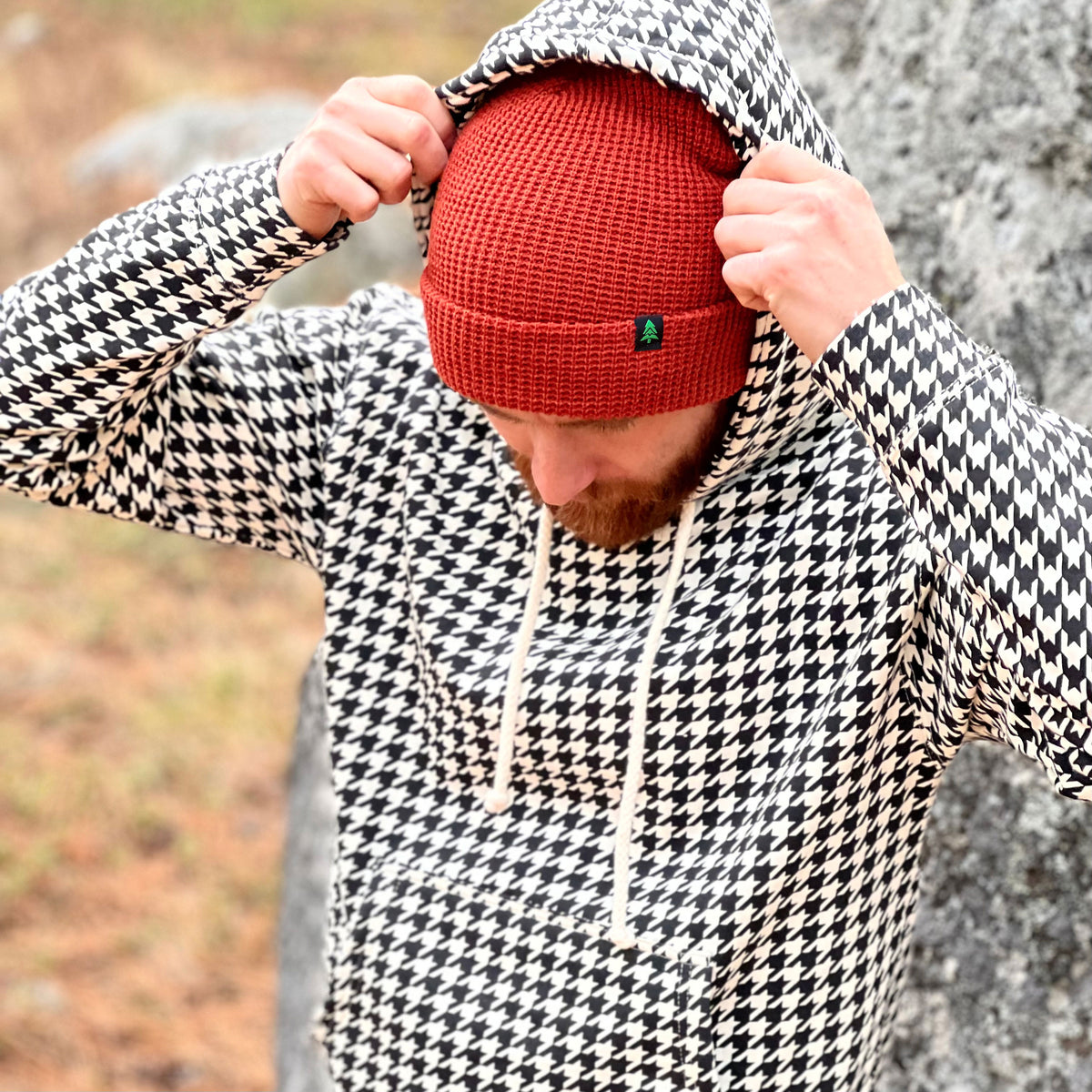 Houndstooth Heavyweight Hoodie - The Happy Clothing Company