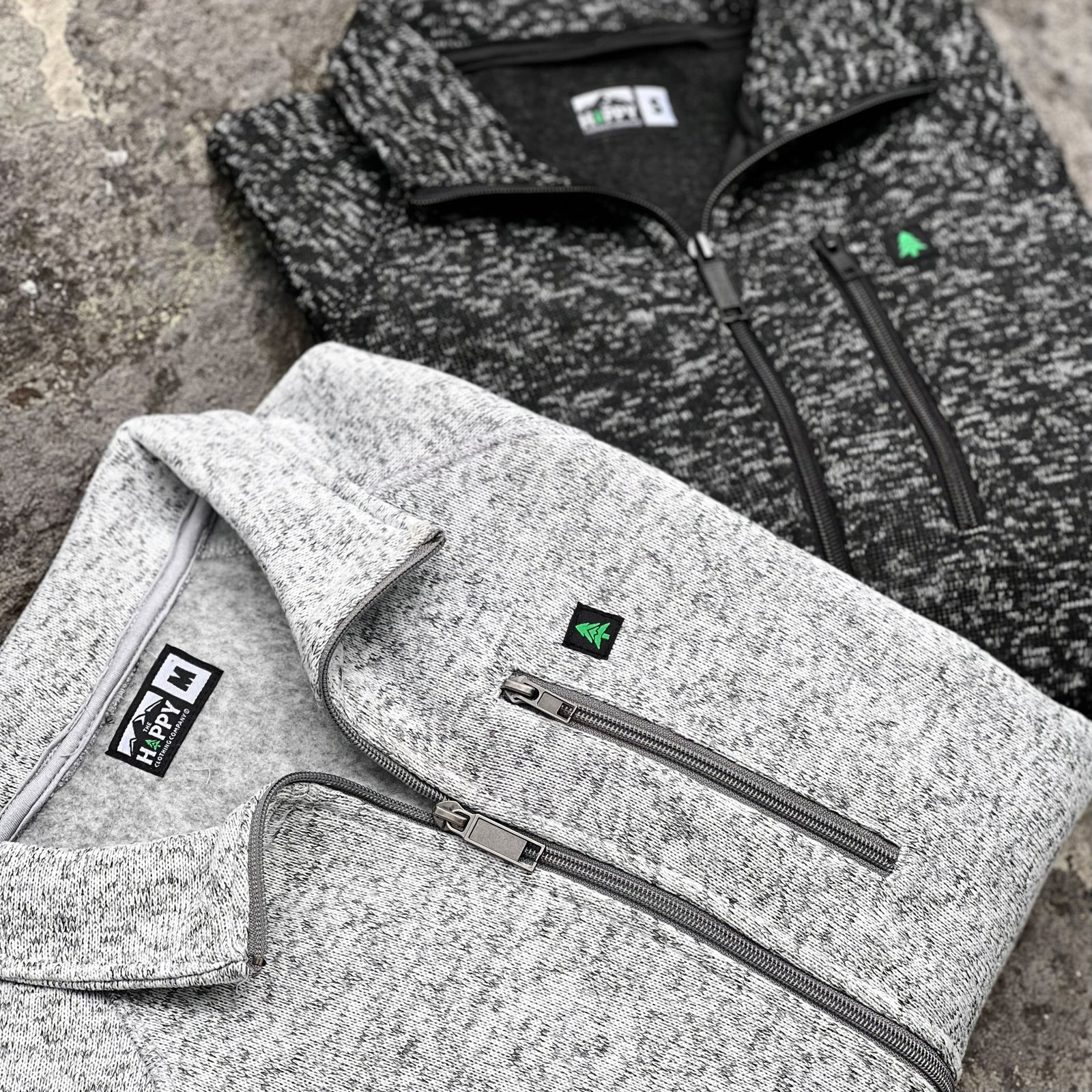 Alpine Knit Full Zip Jacket w / Mountain-Tree Label - The Happy Clothing Company