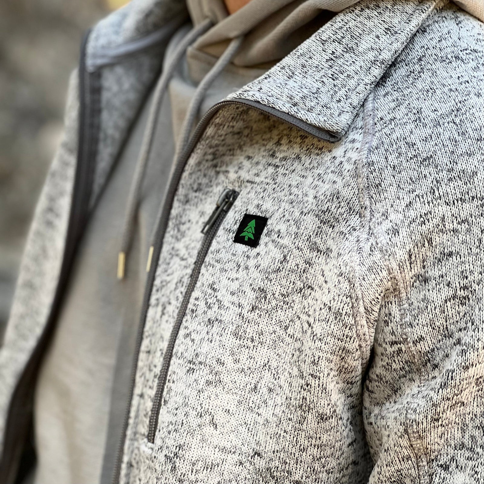 Alpine Knit Full Zip Jacket w / Mountain-Tree Label - The Happy Clothing Company