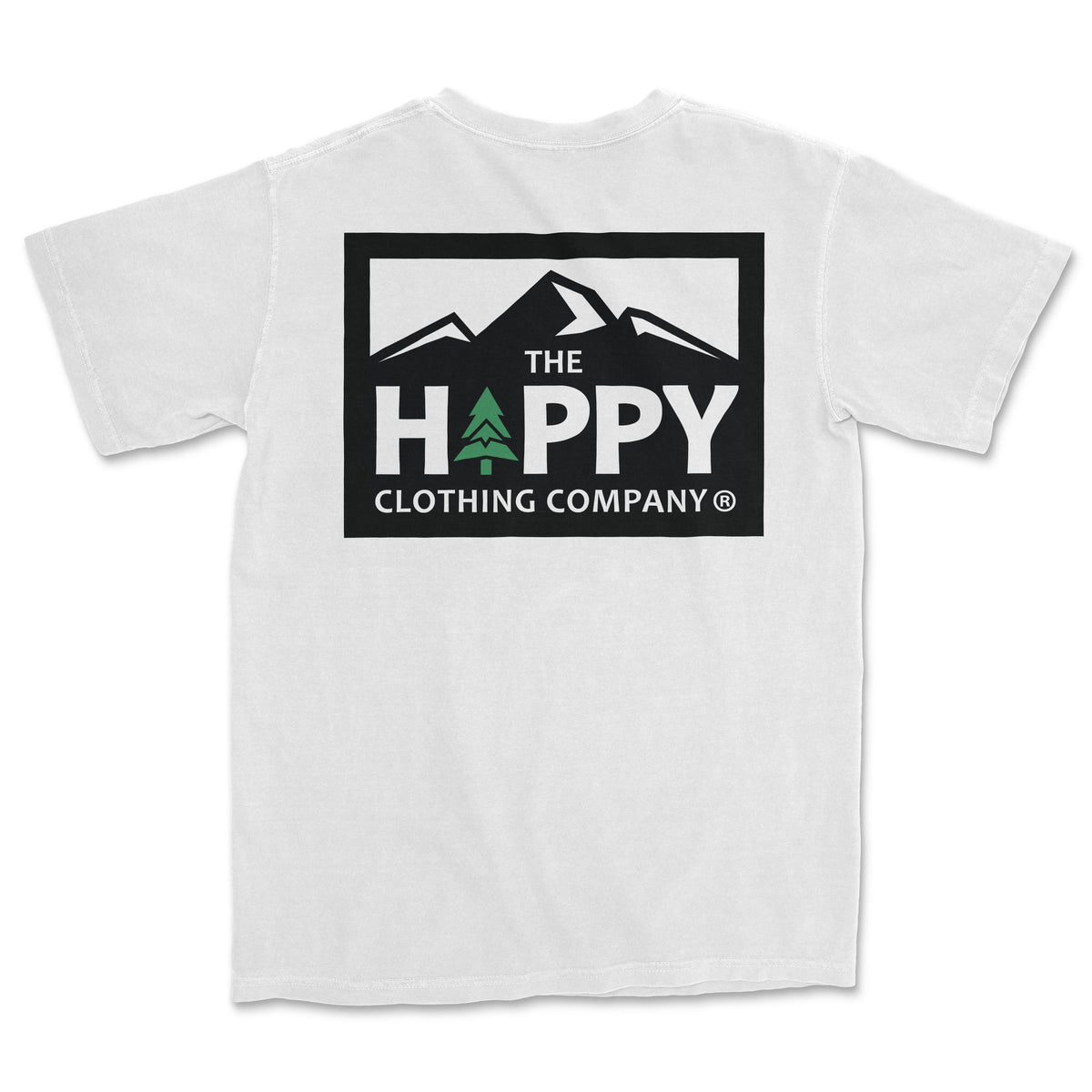 Logo Print Pocket &lt;br&gt; Back Print Pigment Dyed Tee - The Happy Clothing Company