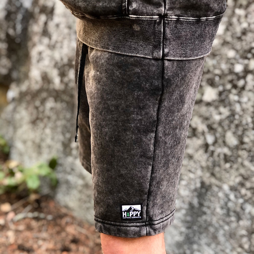 Logo Label <br> Unisex Mineral Wash Shorts - The Happy Clothing Company