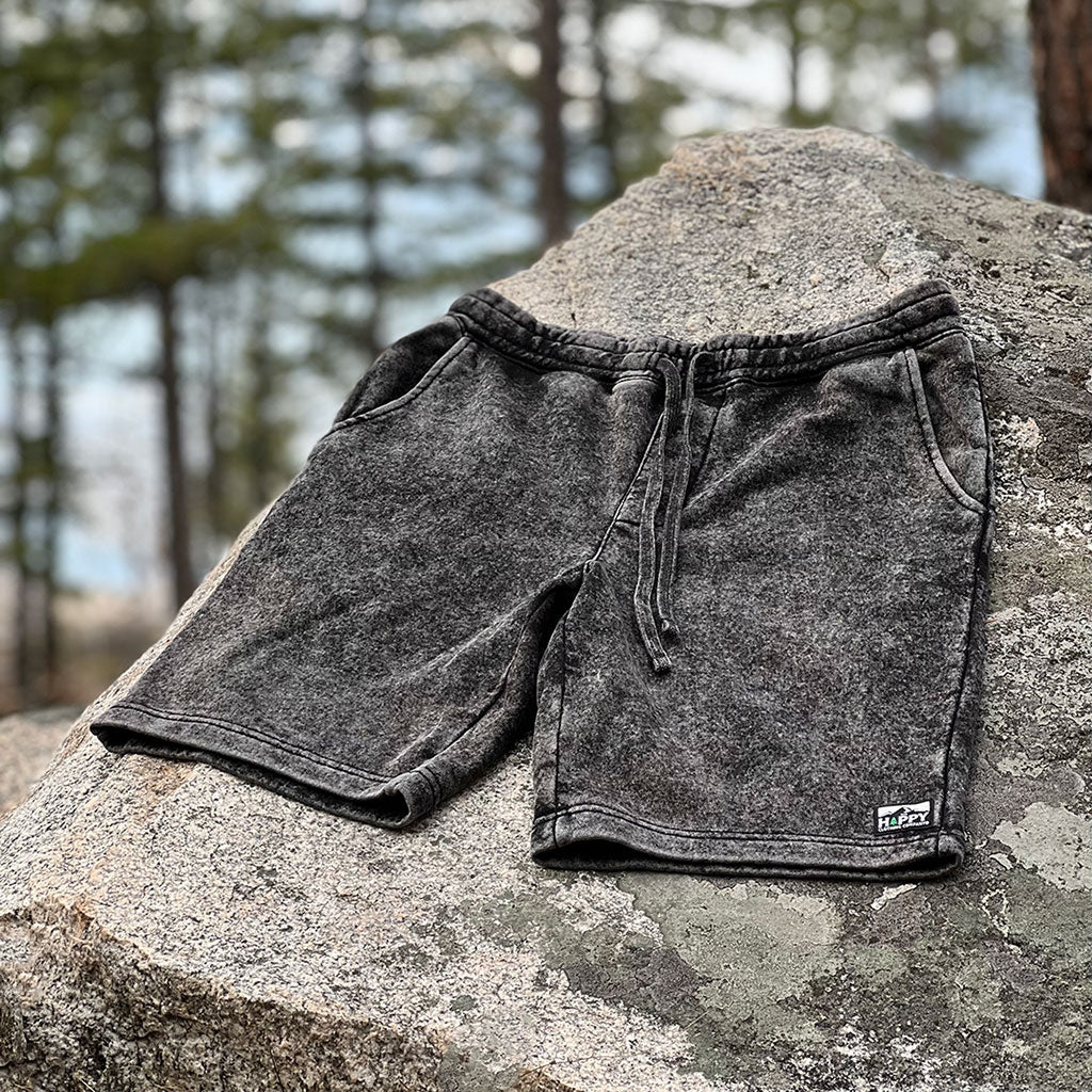 Logo Label <br> Unisex Mineral Wash Shorts - The Happy Clothing Company
