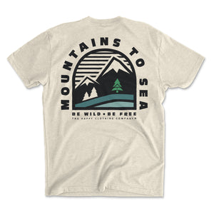 Mountains To Sea | Be Wild Be Free | Back Print <br> Lightweight Bi-Blend Tee - The Happy Clothing Company