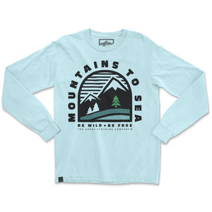 Mountains To Sea | Be Wild Be Free | Nature-Inspired Pigment Dyed Long Sleeve - The Happy Clothing Company
