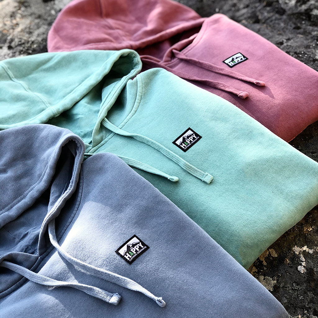 Logo Label Inspired-Dye <br> Unisex Heavyweight Hooded Sweatshirt | Ocean Edition | - The Happy Clothing Company