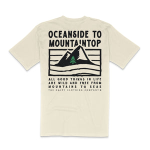 Oceanside To Mountaintop Back Print Essential Tee | Premium Heavyweight |