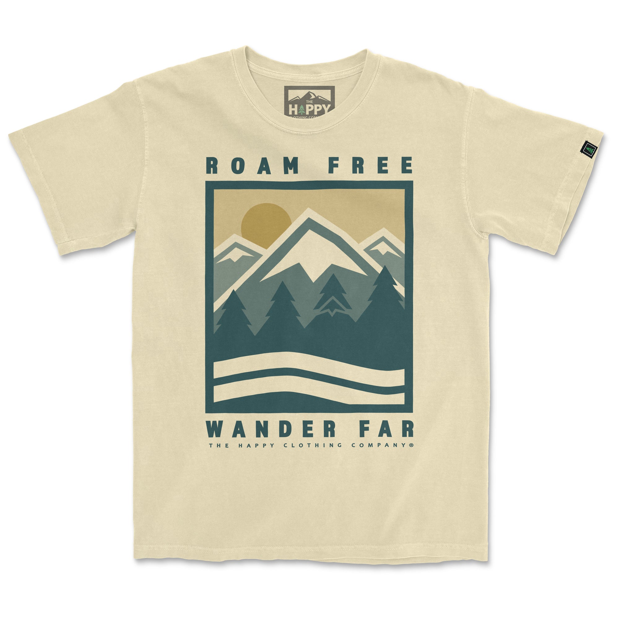 Roam Free Wander Far <br> Nature-Inspired Pigment Dyed Tee - The Happy Clothing Company