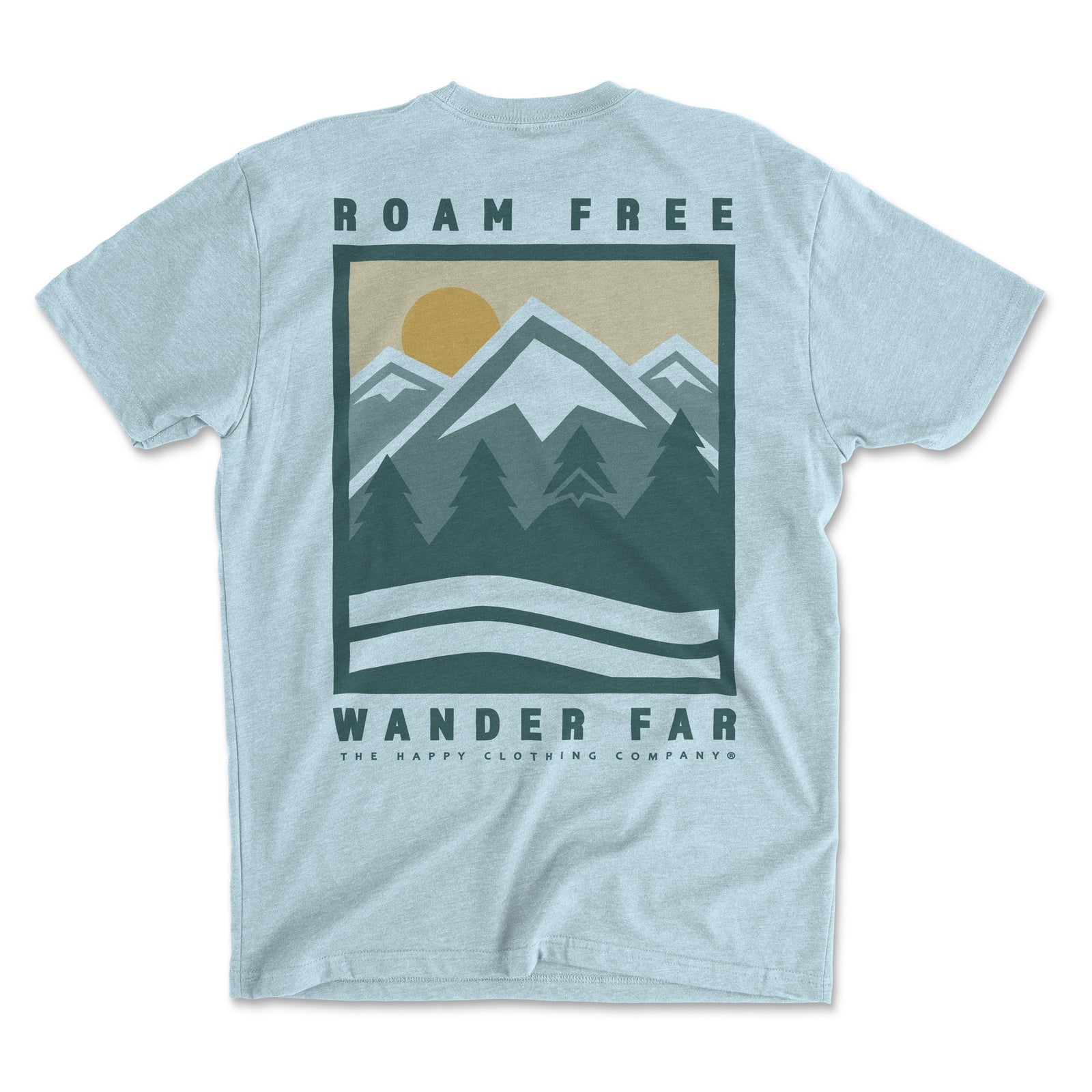 Roam Free Wander Far Back Print <br> Lightweight Bi-Blend Tee - The Happy Clothing Company