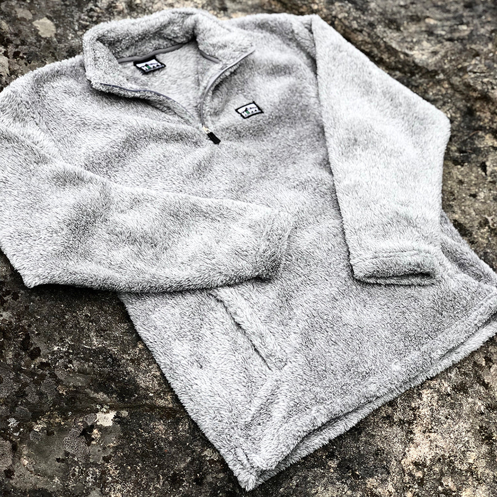 Logo Printed Patch <br> Men's Quarter Zip Fuzzy Fleece - The Happy Clothing Company