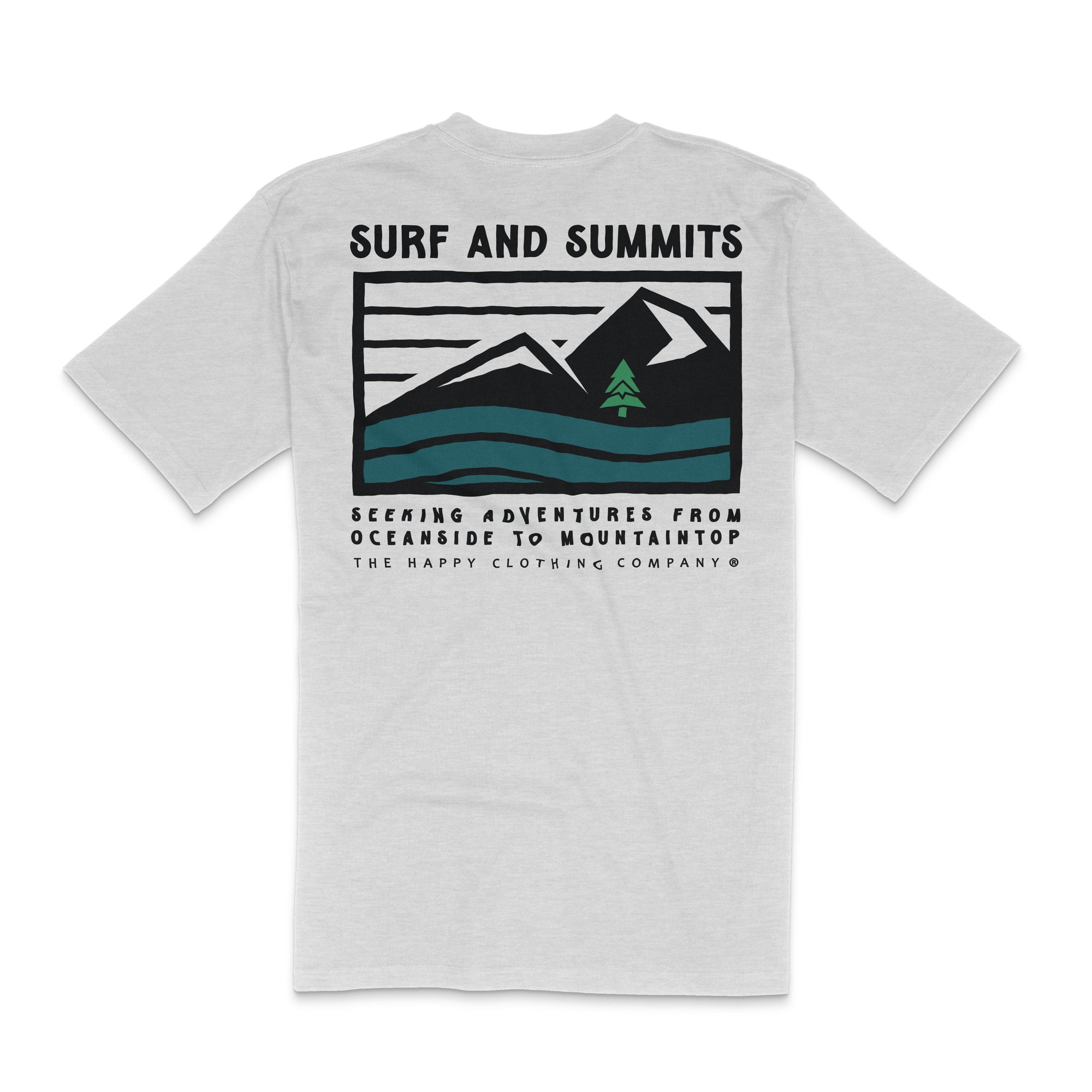 Surf and Summits Back Print Essential Tee | Premium Heavyweight | Light Sky Blue / XL