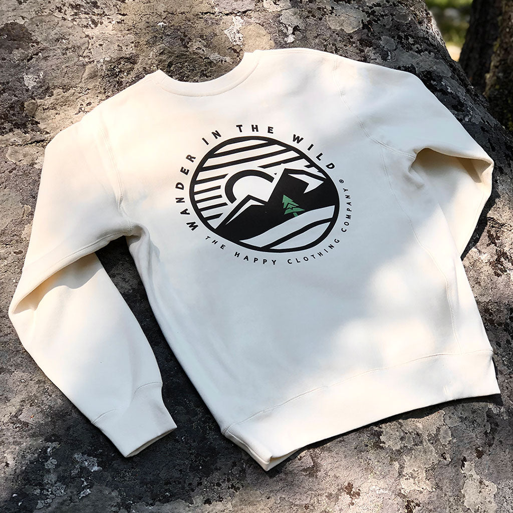 Wander In The Wild Back Print <br> Unisex ULTRA Heavyweight Crewneck Sweatshirt - The Happy Clothing Company