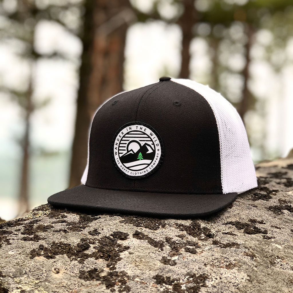 Wander In The Wild Printed Patch <br> Wool Front Snapback - The Happy Clothing Company
