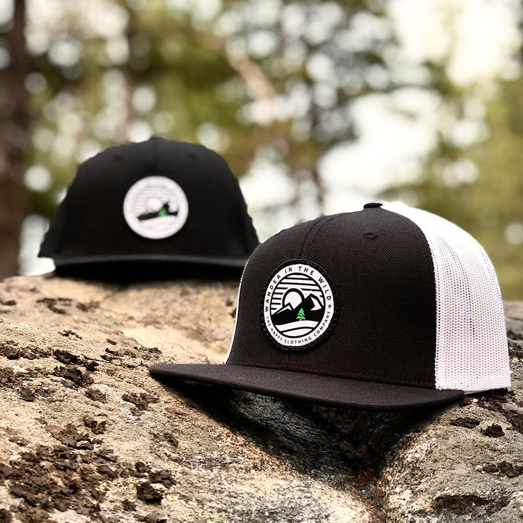 Wander In The Wild Printed Patch &lt;br&gt; Wool Front Snapback - The Happy Clothing Company