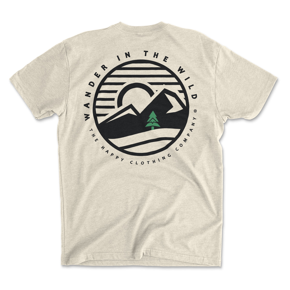 Wander In The Wild Back Print &lt;br&gt; Lightweight Bi-Blend Tee - The Happy Clothing Company