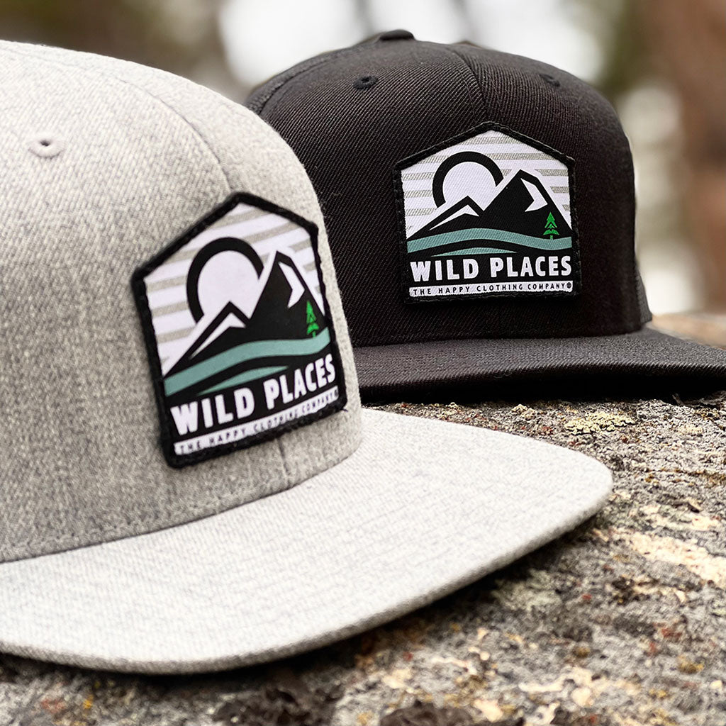 Wild Places Printed Patch &lt;br&gt; Wool Front Snapback - The Happy Clothing Company